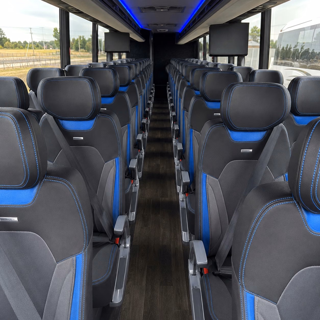 56 passenger charter bus inside